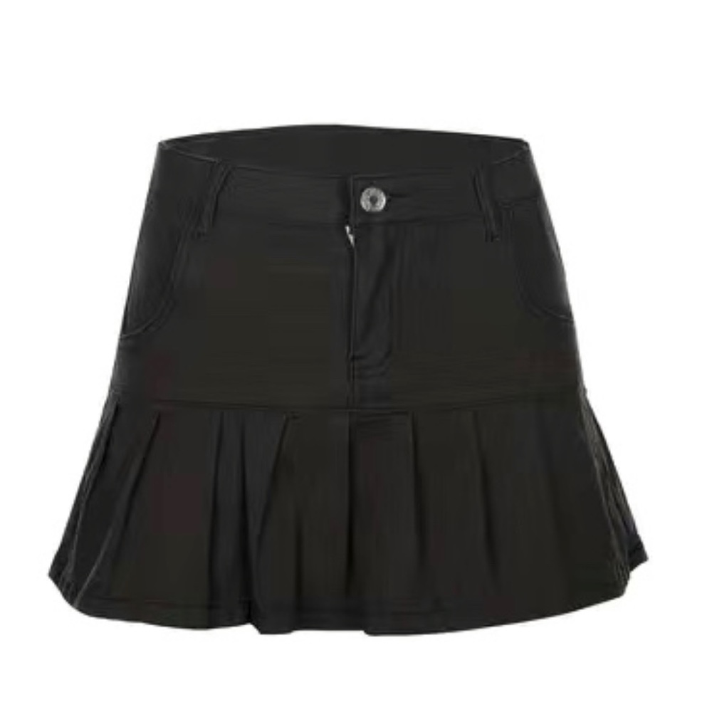 Jessica Jeans - Black flared pleated mini skirt